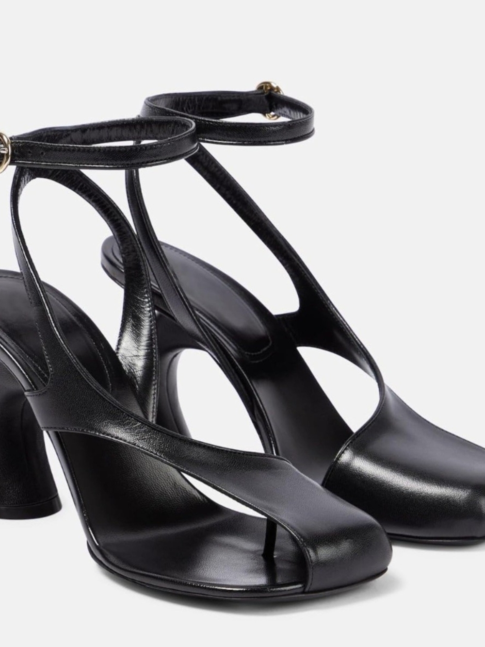 VERTUNDY New Asymmetric Sculptural Geometric Block Heel Sandals Black Size 9.5